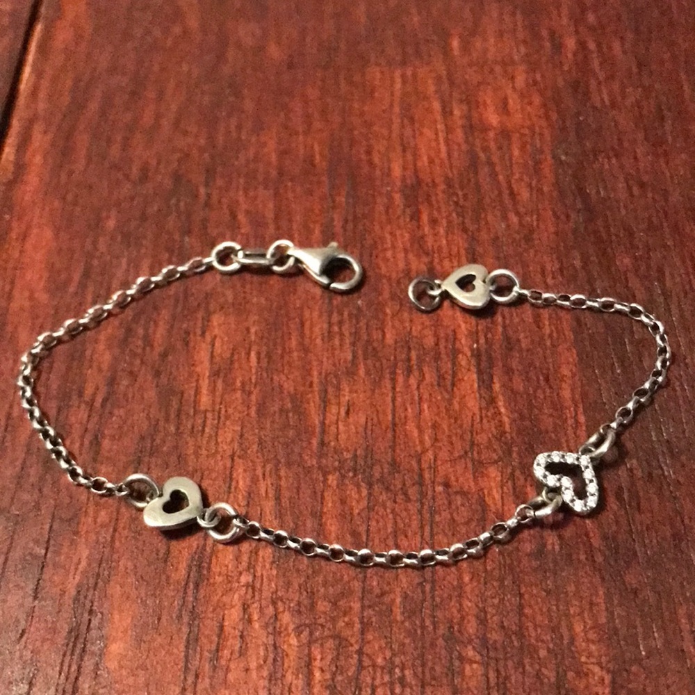 Sterling dainty heart bracelet 6.5”